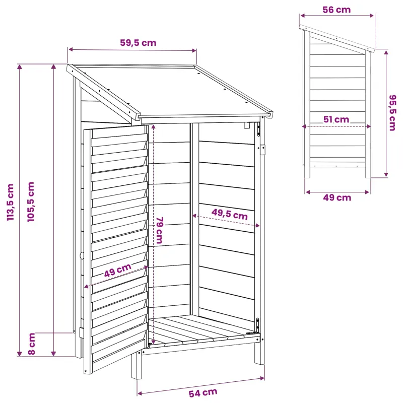 Sodo Sandėlys Balta 59 x 56 x 113,5 cm Kietasis pušinis medis