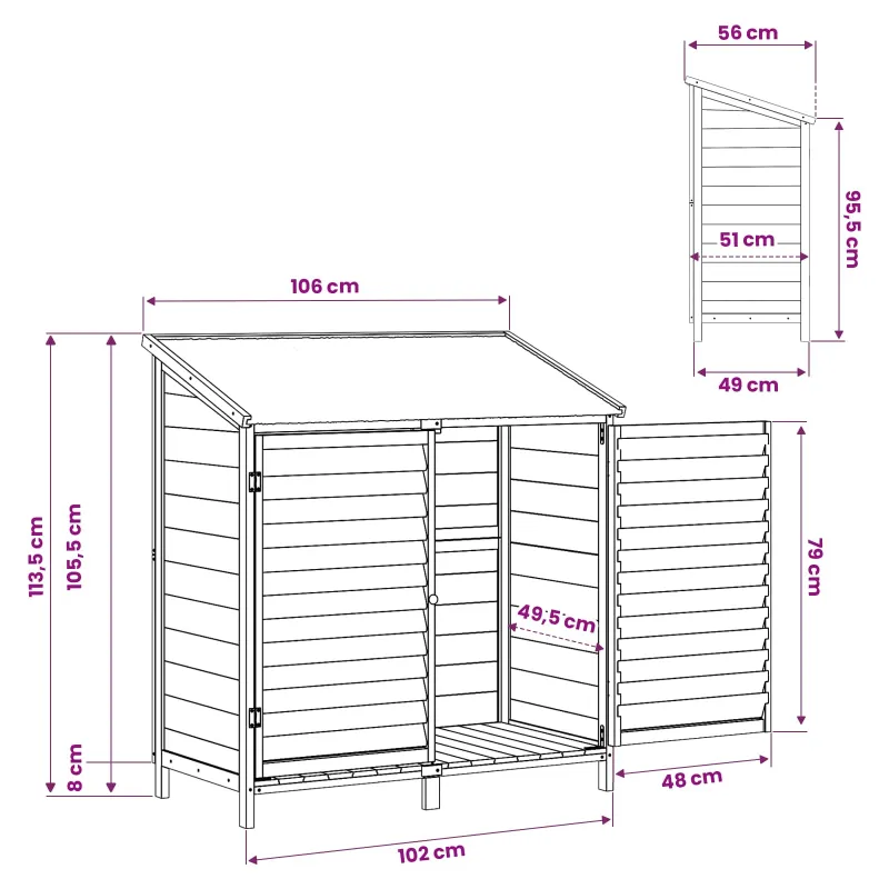 Sodo Sandėlys Balta 106 x 56 x 113,5 cm Kietasis pušinis medis
