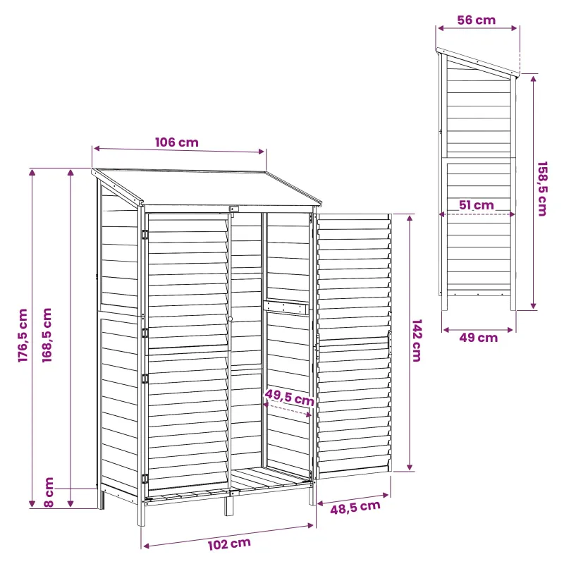 Sodo Sandėlys Pilka 106 x 56 x 176,5 cm Kietasis pušinis medis