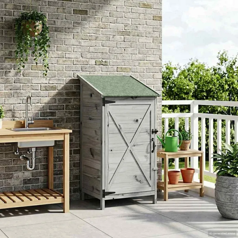 Sodo Sandėlys Pilka 59,5 x 56 x 113,5 cm Apdirbta mediena