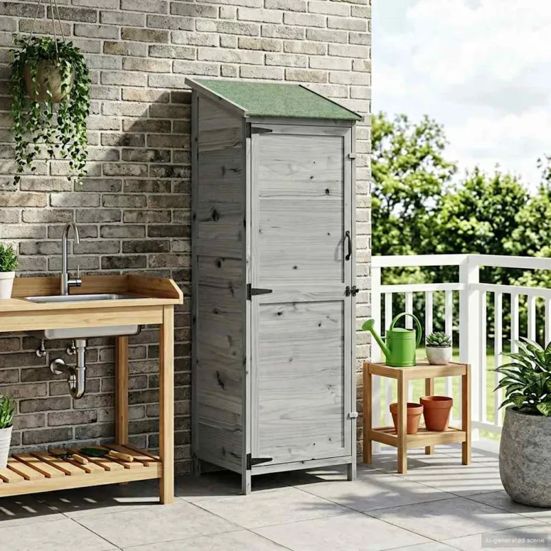 Sodo Sandėlys Pilka 59,5 x 56 x 176,5 cm Apdirbta mediena