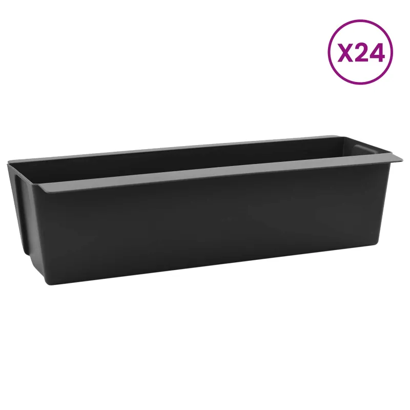Gėlių dėžės Euro paletėms 24 pcs Juoda 36 x 13,5 x 9,5 cm