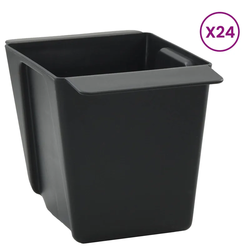 Gėlių dėžės Euro paletėms 24 pcs Juoda 13,5 x 9 x 9,5 cm