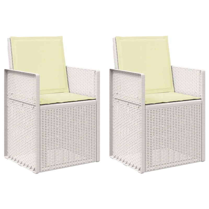 Sodo Valgomojo Kėdės 2 pcs Balta ir kreminė PP