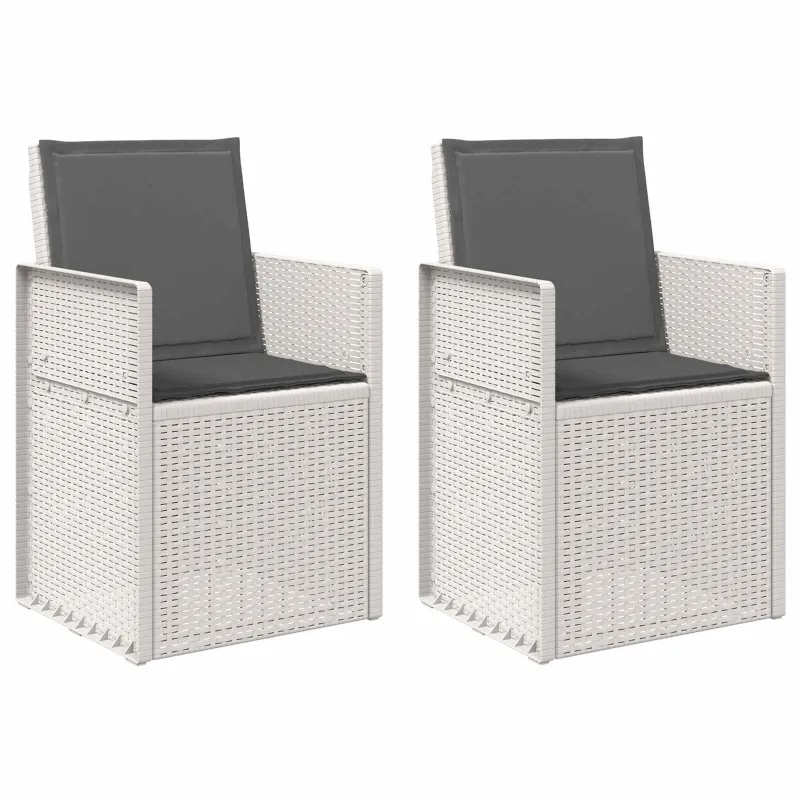 Sodo Valgomojo Kėdės 2 pcs Balta ir antracito PP