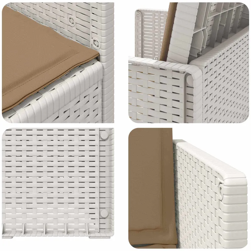 Sodo Valgomojo Kėdės 2 pcs Balta ir taupe PP