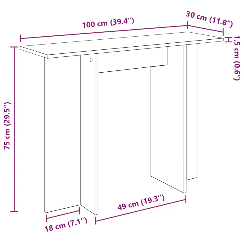 Konsolinis stalas Betono pilka 100 x 30 x 75 cm