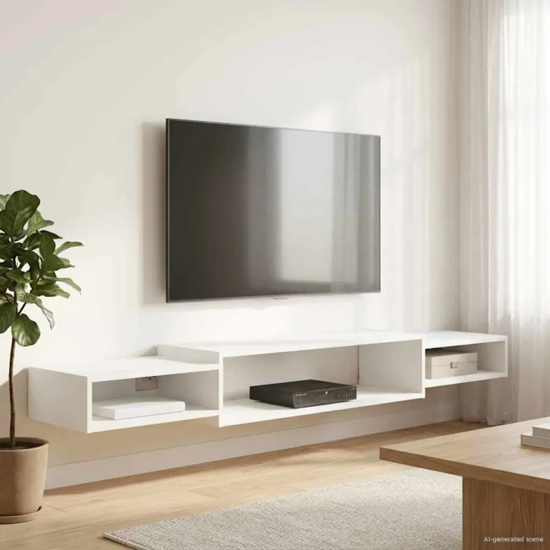 Sieninis televizoriaus stovas Sieninis Balta 180 x 28 x 21 cm