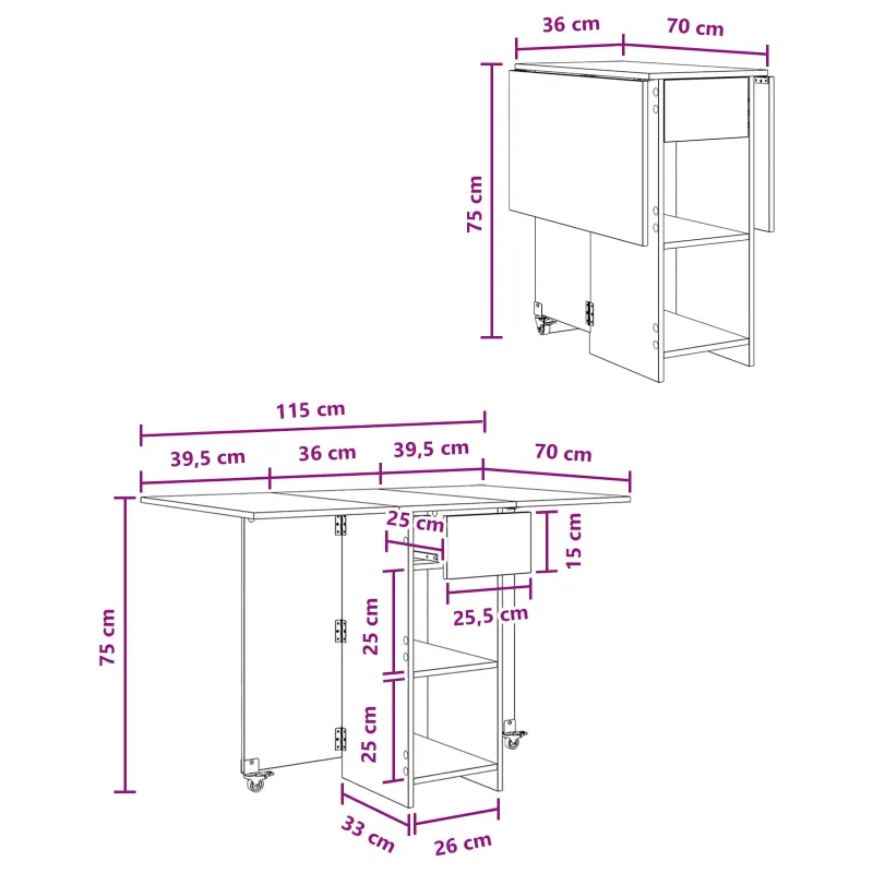 Valgomojo stalas 115 x 70 x 75 cm Apdirbta mediena