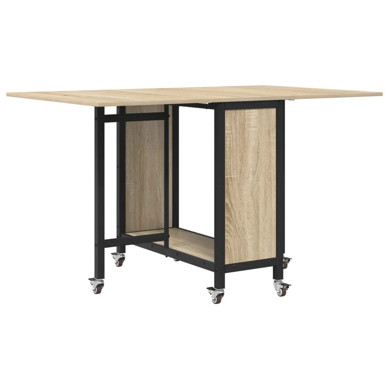 Sulankstomas valgomojo stalas su ratukais 130 x 80 x 76,5 cm