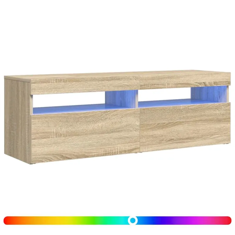 Televizoriaus spintelė su LED apšvietimu, ąžuolo, 120x35x40cm
