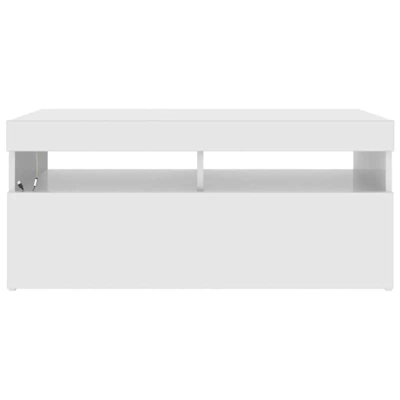 TV spintelė su LED apšvietimu, balta, 90x35x40cm, blizgi