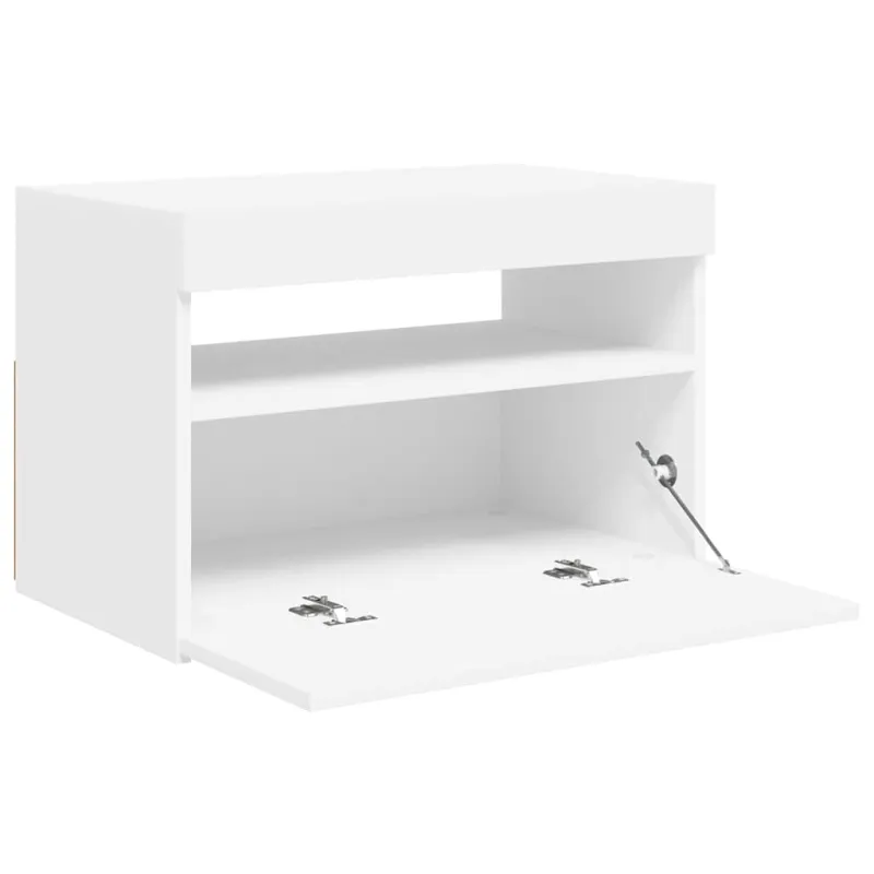 Televizoriaus spintelė su LED apšvietimu, balta, 60x35x40cm