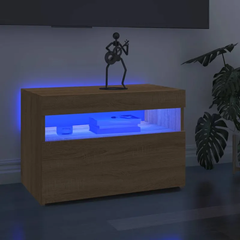 Televizoriaus spintelė su LED apšvietimu, ąžuolo, 60x35x40cm