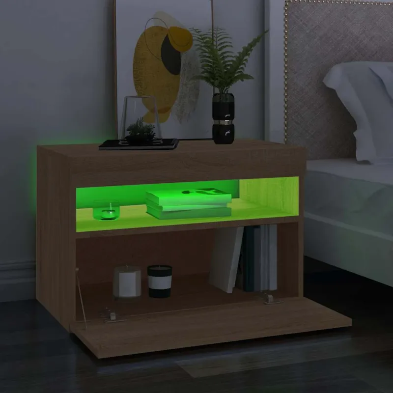 Televizoriaus spintelė su LED apšvietimu, ąžuolo, 60x35x40cm
