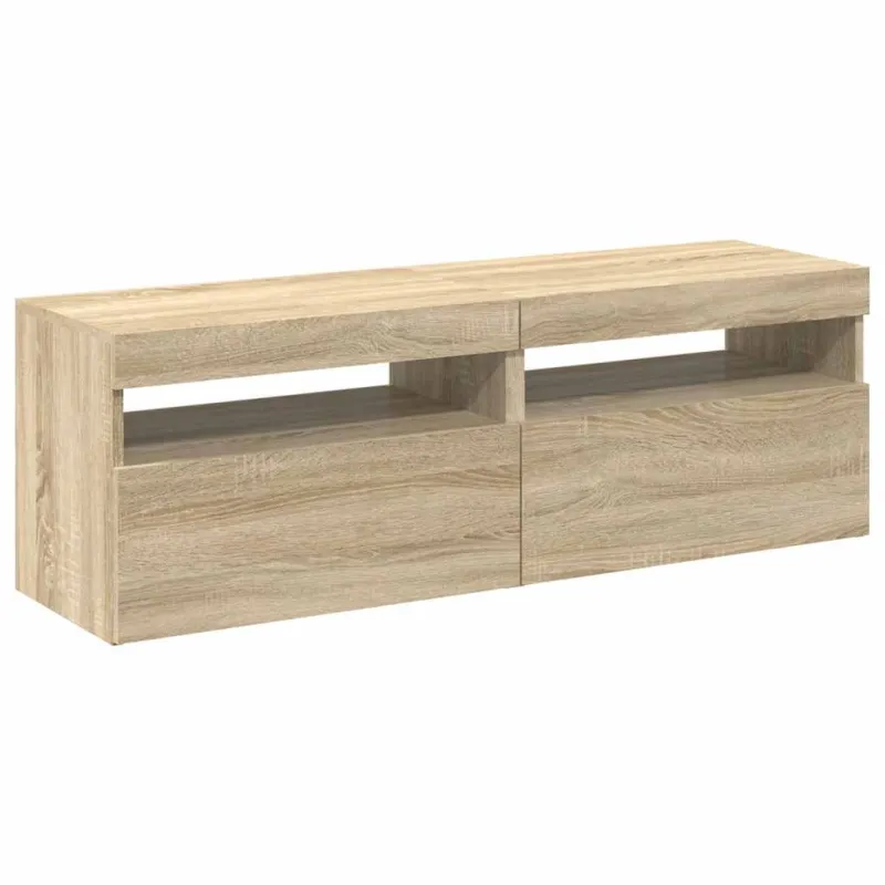 TV spintelės su LED apšvietimu, 2vnt., ąžuolo, 60x35x40cm