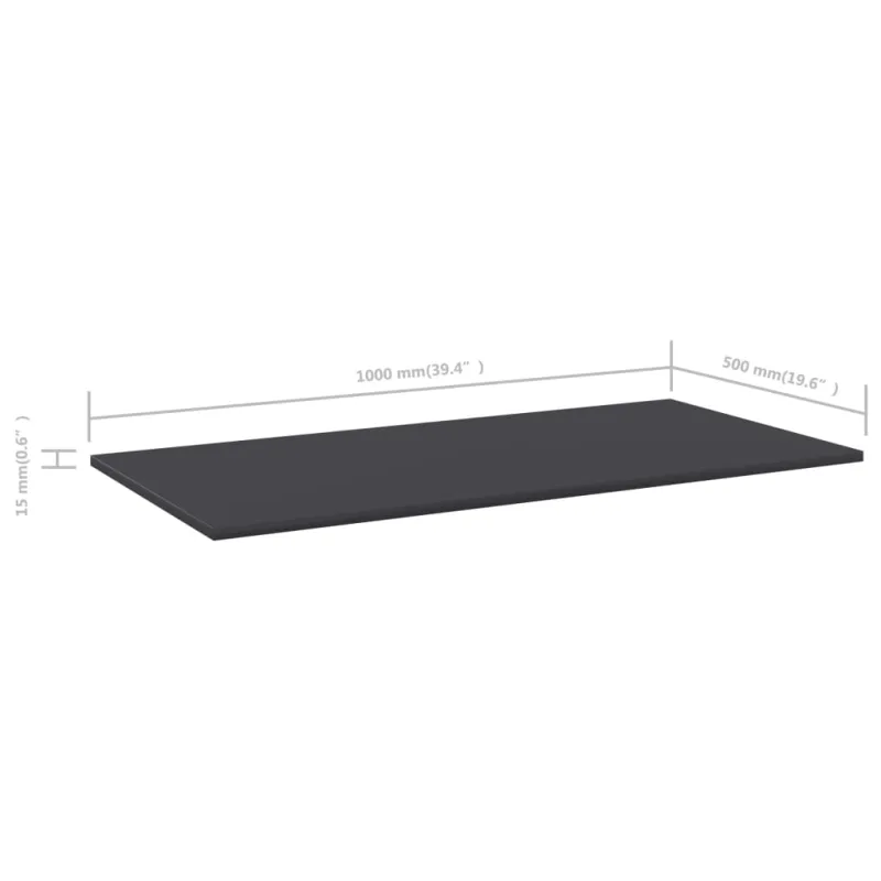 Knygų lentynos plokštės, 4vnt., pilkos, 100x50x1,5cm, MDP