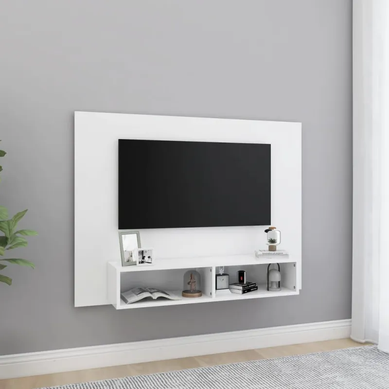 Sieninė TV spintelė, balta, 120x23,5x90cm, apdirbta mediena