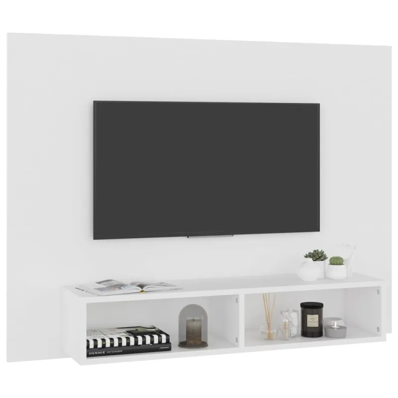 Sieninė TV spintelė, balta, 120x23,5x90cm, apdirbta mediena