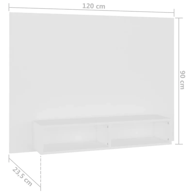 Sieninė TV spintelė, balta, 120x23,5x90cm, apdirbta mediena