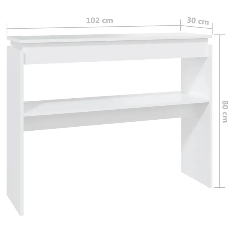 Konsolinis staliukas, baltas, 102x30x80cm, apdirbta mediena