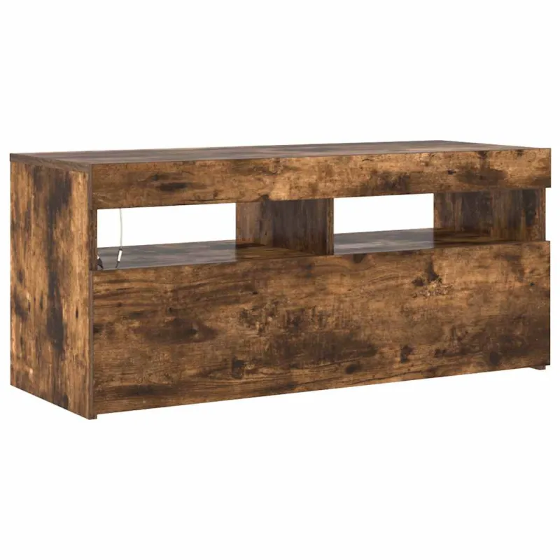 TV spintelė su LED apšvietimu, dūminio ąžuolo, 90x35x40cm