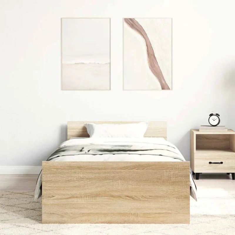 Lovos rėmas be čiužinio, sonoma, 100x200cm, apdirbta mediena