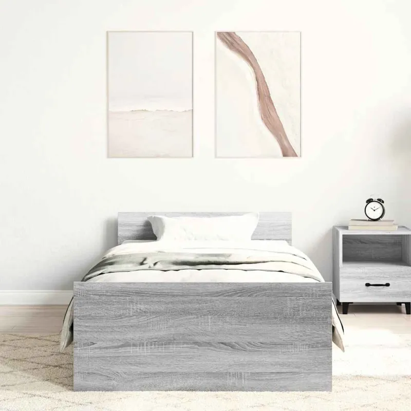 Lovos rėmas, pilkos ąžuolo spalvos, 100x200cm, apdirbta mediena