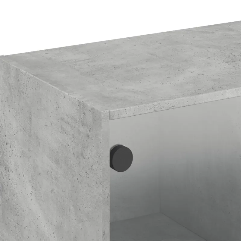 Sieninė spintelė su stiklinėmis durelėmis, betono, 102x37x35cm