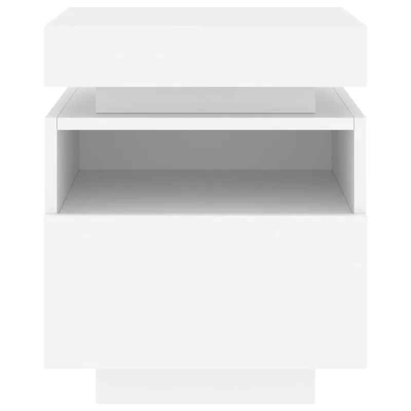 Naktinės spintelės su LED, 2vnt., baltos, 40x39x48,5cm