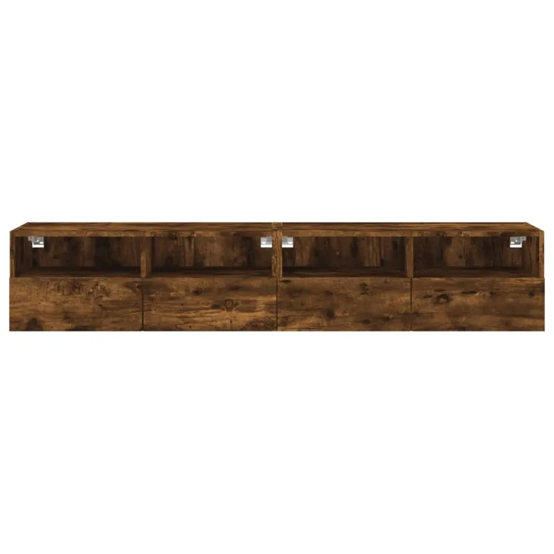 Sieninės TV spintelės, 2vnt., dūminės, 80x30x30cm, mediena