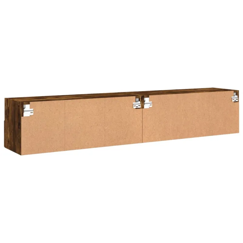 Sieninės TV spintelės, 2vnt., dūminės, 80x30x30cm, mediena