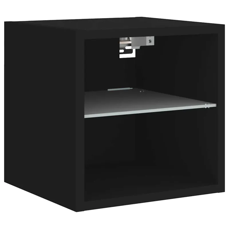 Sieninė TV spintelė su LED lemputėmis, juoda, 30x28,5x30cm