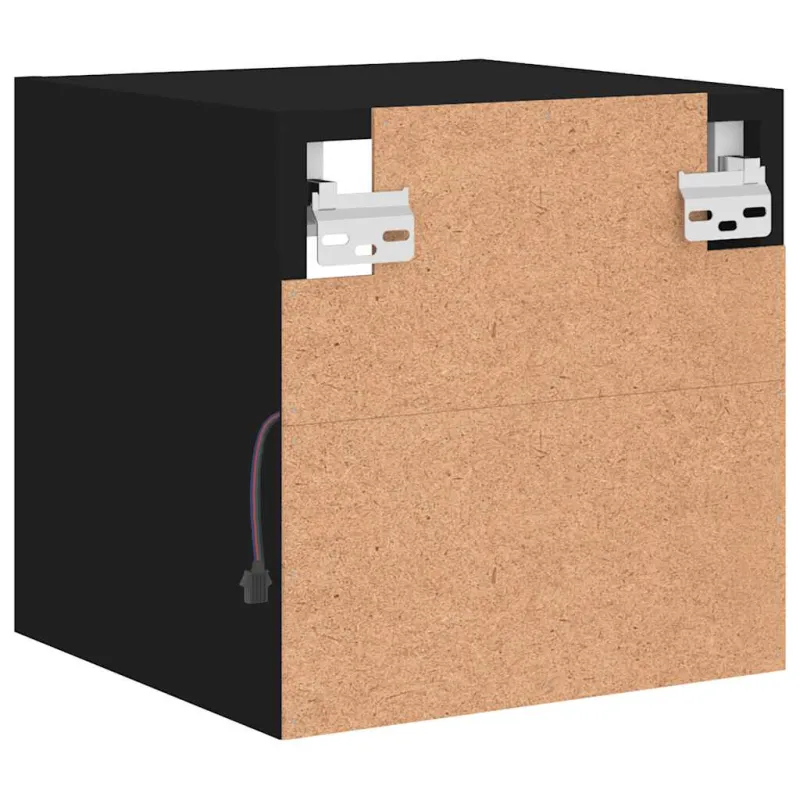 Sieninė TV spintelė su LED lemputėmis, juoda, 30x28,5x30cm