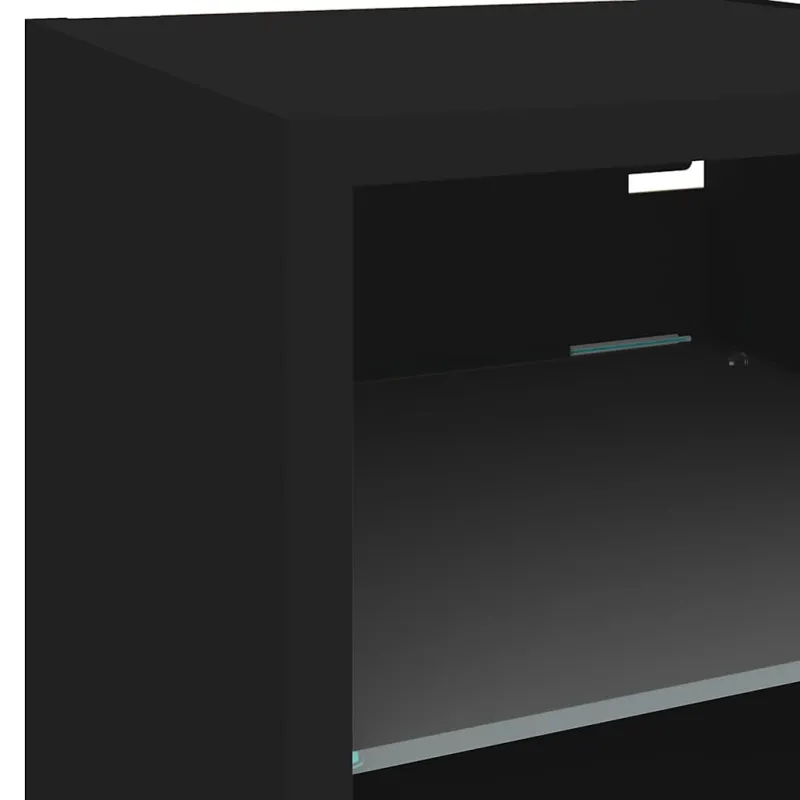 Sieninė TV spintelė su LED lemputėmis, juoda, 30x28,5x30cm