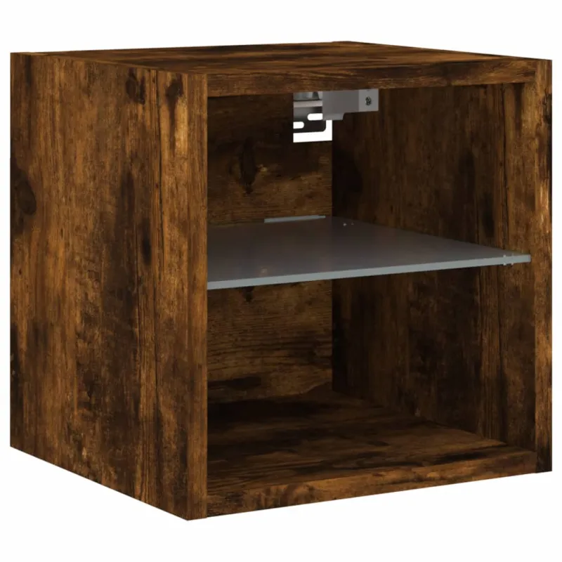 Sieninė TV spintelė su LED lemputėmis, dūminė, 30x28,5x30cm