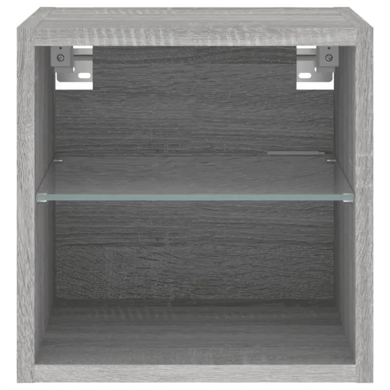 Sieninės TV spintelės su LED, 2vnt., pilkos, 30x28,5x30cm
