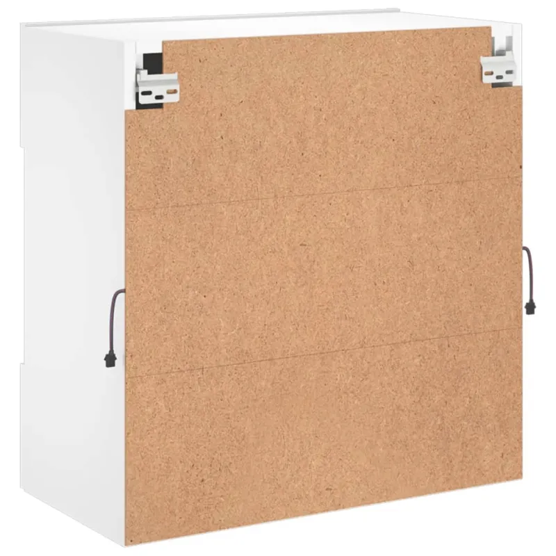 Sieninė TV spintelė su LED lemputėmis, balta, 58,5x30x60,5cm