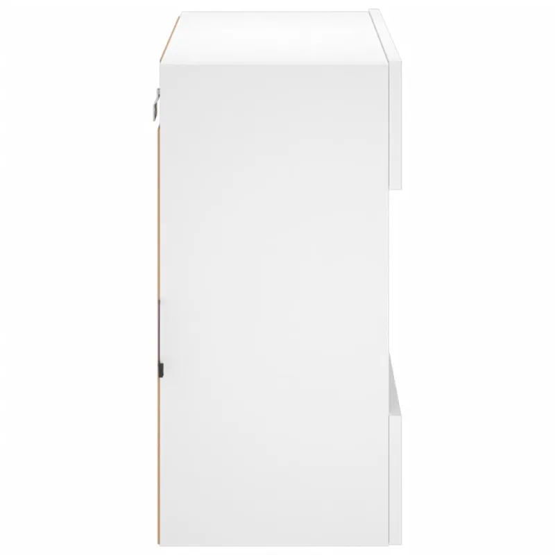 Sieninė TV spintelė su LED lemputėmis, balta, 58,5x30x60,5cm