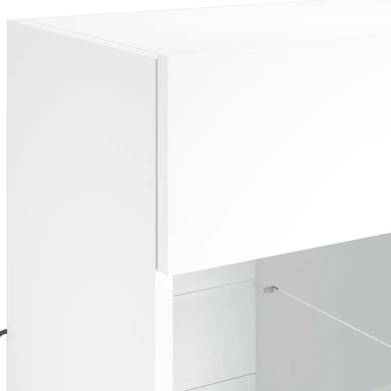 Sieninė TV spintelė su LED lemputėmis, balta, 58,5x30x60,5cm
