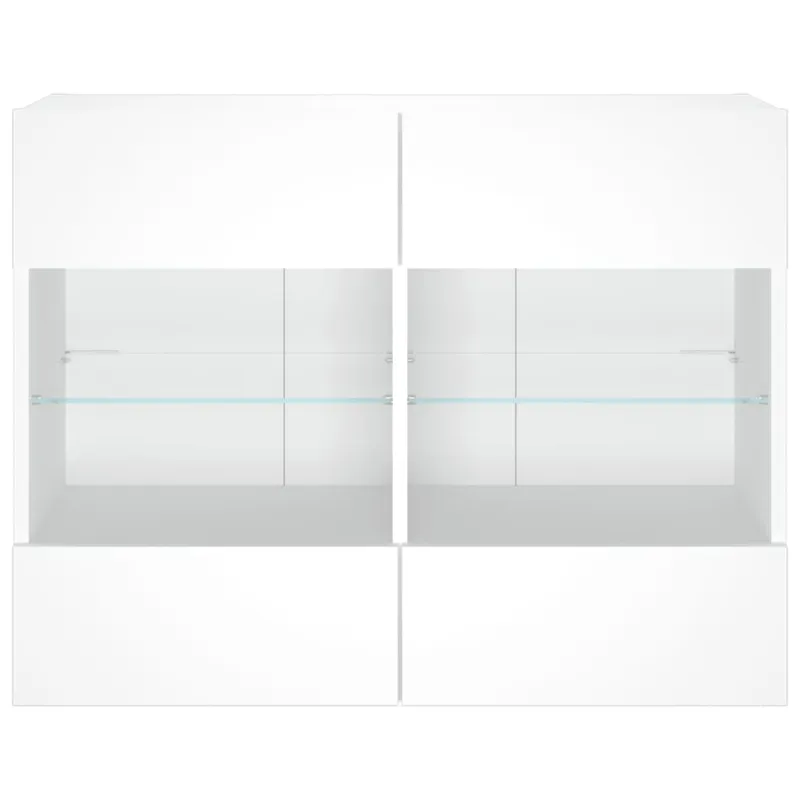 Sieninė TV spintelė su LED lemputėmis, balta, 78,5x30x60,5cm