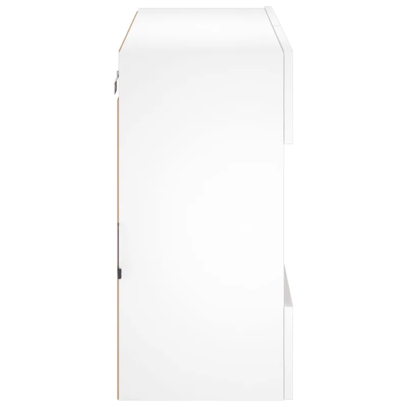 Sieninė TV spintelė su LED lemputėmis, balta, 78,5x30x60,5cm