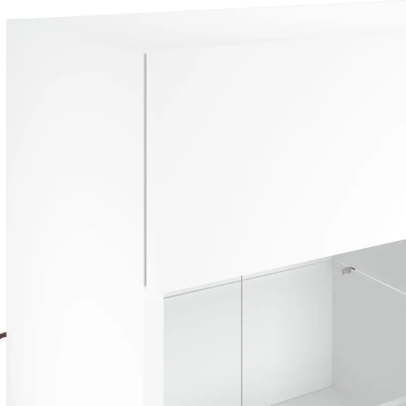 Sieninė TV spintelė su LED lemputėmis, balta, 78,5x30x60,5cm