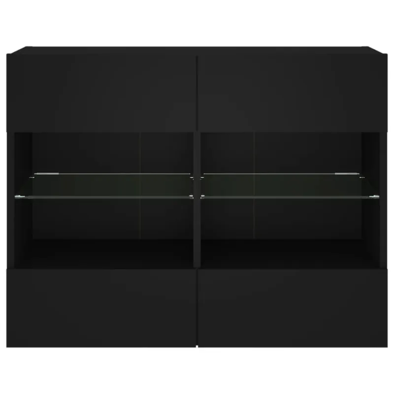 Sieninė TV spintelė su LED lemputėmis, juoda, 78,5x30x60,5cm