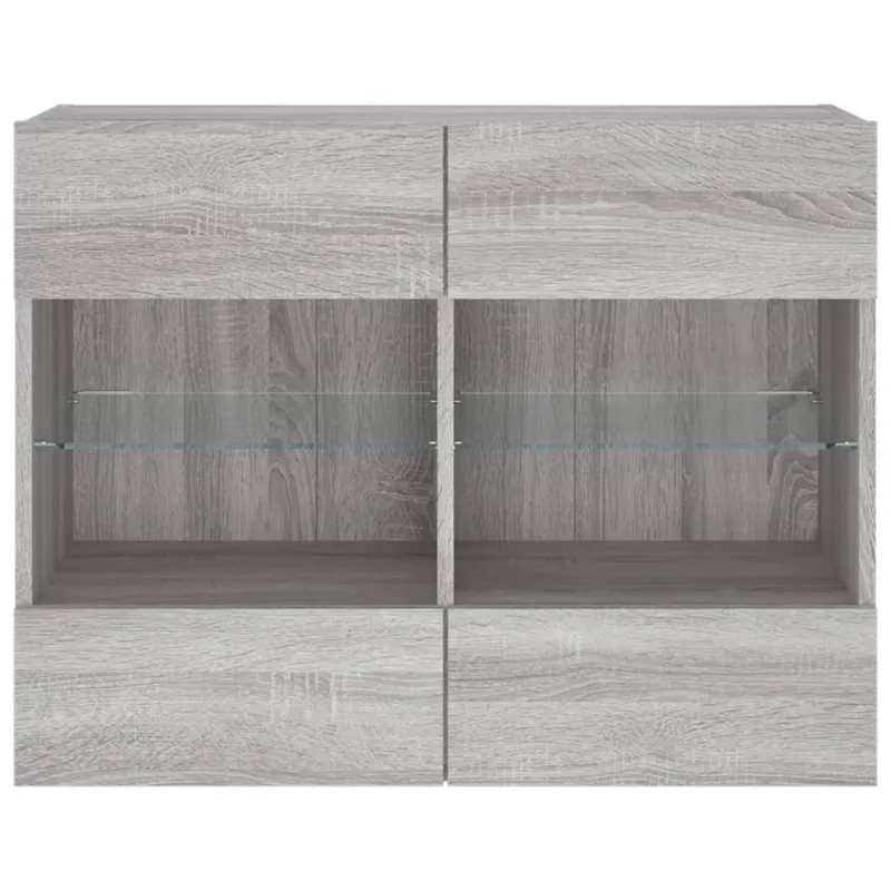 Sieninė TV spintelė su LED lemputėmis, pilka, 78,5x30x60,5cm