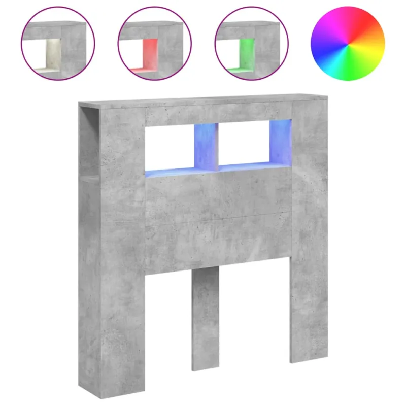 LED galvūgalis, betono, 100x18,5x103,5cm, apdirbta mediena