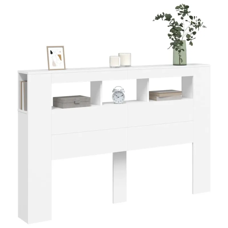 LED galvūgalis, baltas, 160x18,5x103,5cm, apdirbta mediena
