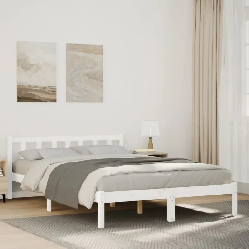 Lovos rėmas be čiužinio, baltas, 160x210cm, pušis, itin ilgas