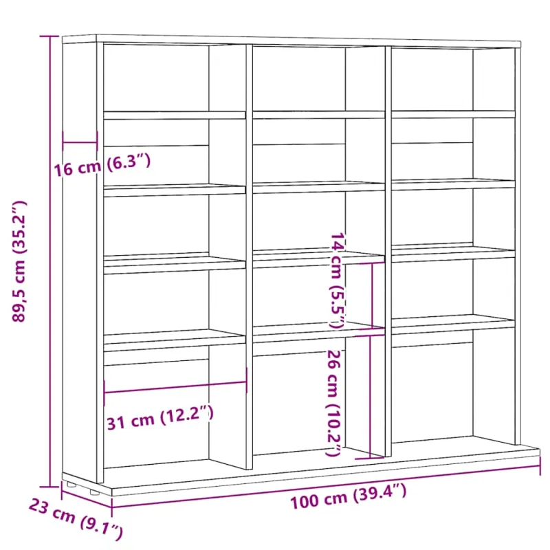 Spintelė CD, medienos, 100x23x89,5cm, apdirbta mediena