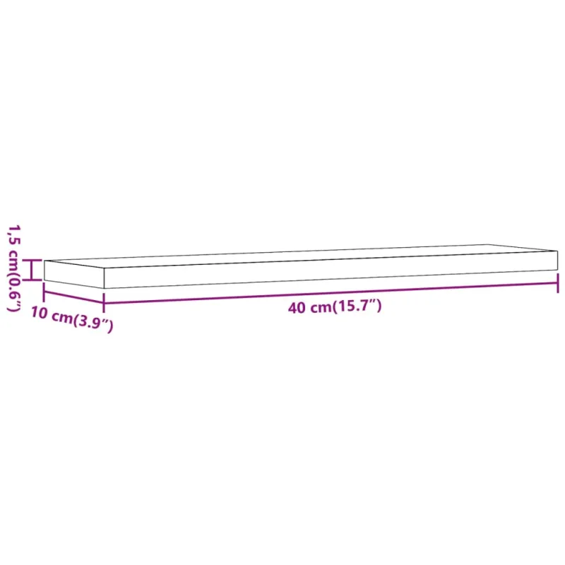 Sieninės lentynos, 4vnt., medienos, 40x10x1,5cm, mediena